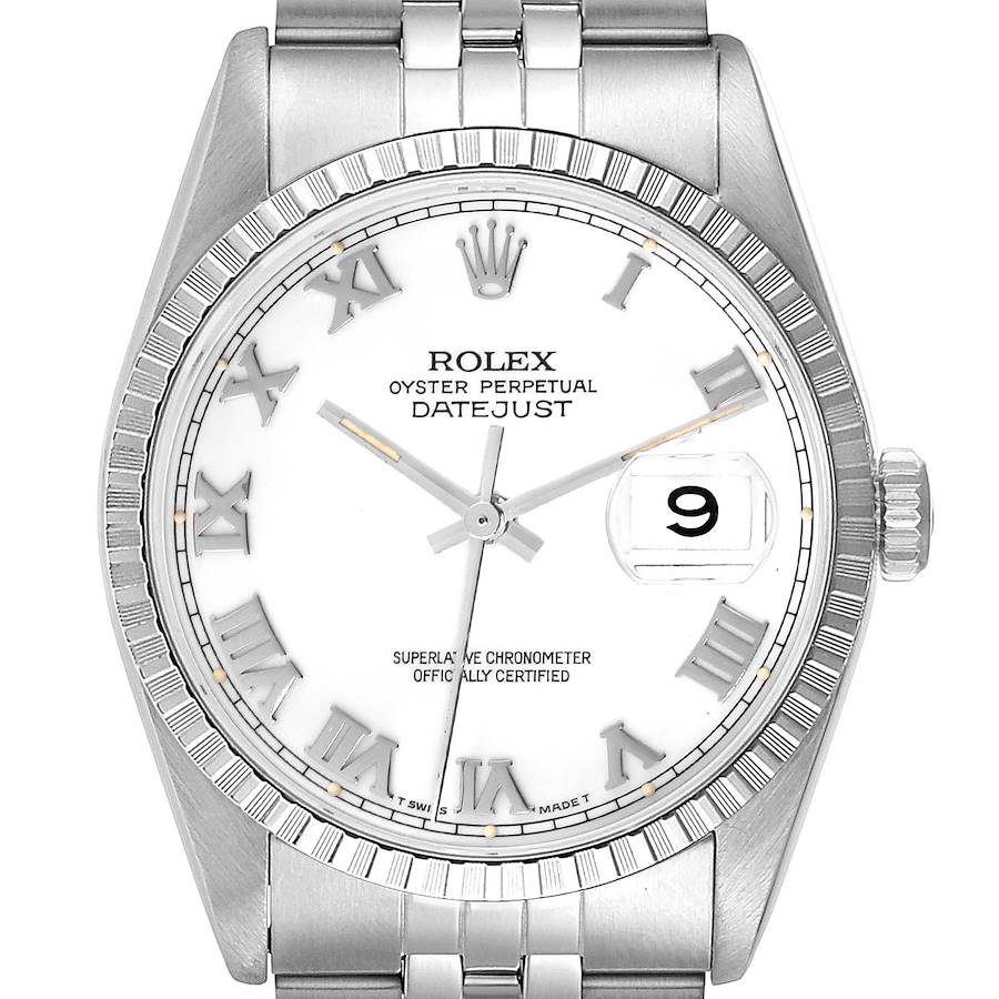 Rolex Datejust 36 White Roman Dial Jubilee Bracelet Steel Mens Watch 16220 SwissWatchExpo