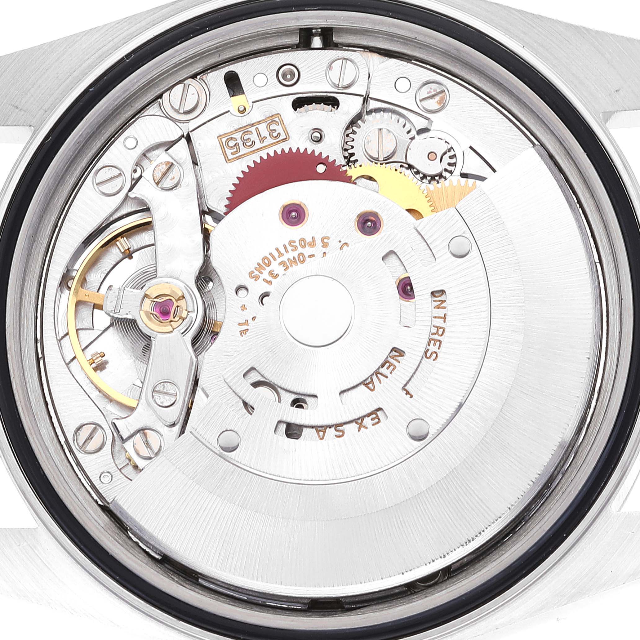 This image shows the internal mechanism of a Rolex Datejust 16220 Men's Stainless Steel White Dial 16220 Men's Stainless Steel White Dial watch from a top-down angle.
