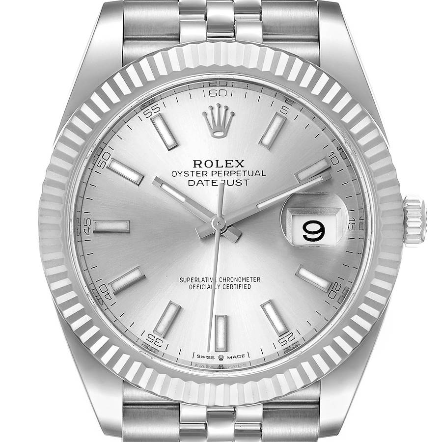Rolex Datejust 41 Steel White Gold Silver Dial Mens Watch 126334 Box Card SwissWatchExpo