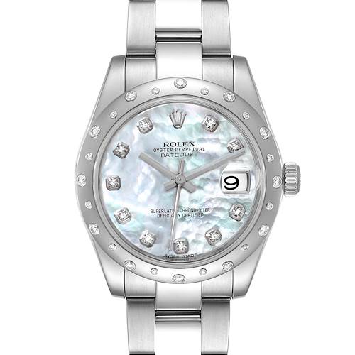 Photo of Rolex Datejust Midsize 31 Steel MOP Diamond Watch 178344 Box Card