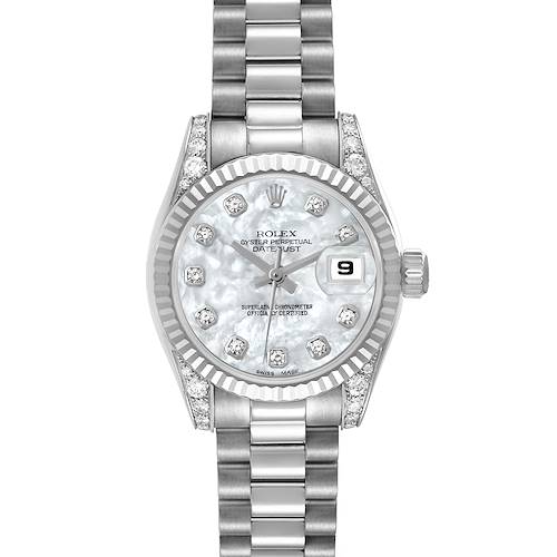 Photo of Rolex Datejust President White Gold Mother of Pearl Diamond Ladies Watch 179239