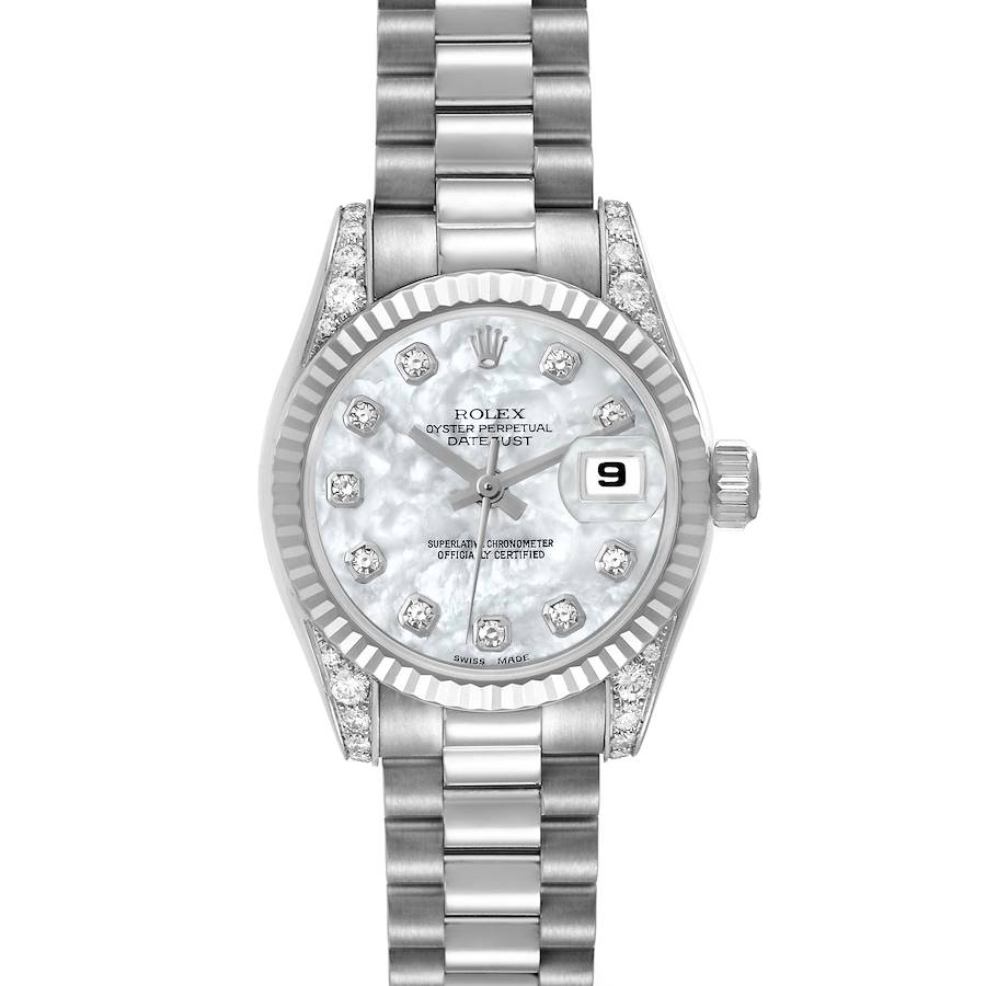 Rolex Datejust President White Gold Mother of Pearl Diamond Ladies Watch 179239 SwissWatchExpo