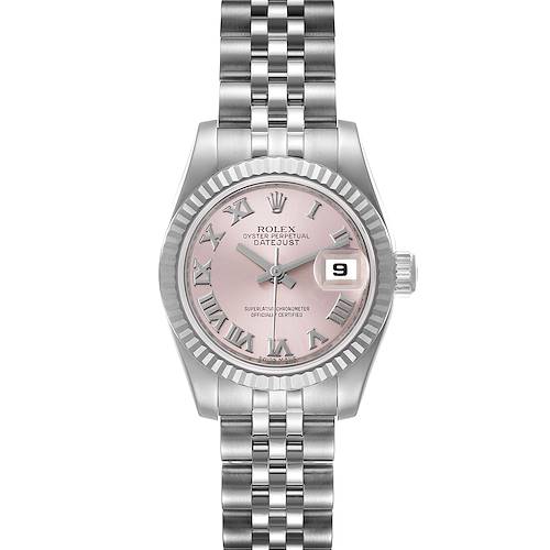 Photo of Rolex Datejust Steel White Gold Pink Dial Ladies Watch 179174 Box Card