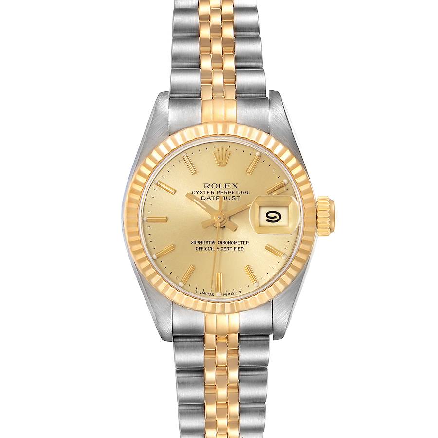 Rolex Datejust Steel Yellow Gold Champagne Dial Ladies Watch 69173 Box Papers SwissWatchExpo