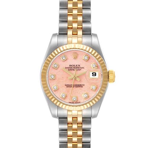 Photo of Rolex Datejust Steel Yellow Gold Coral Diamond Dial Ladies Watch 179173