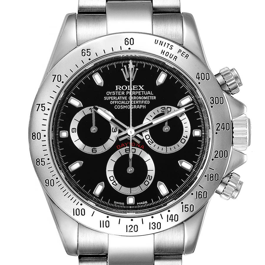 Rolex Daytona Black Dial Chronograph Steel Mens Watch 116520 Box Card SwissWatchExpo