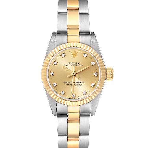 Photo of Rolex Oyster Perpetual Steel Yellow Gold Diamond Dial Ladies Watch 67193