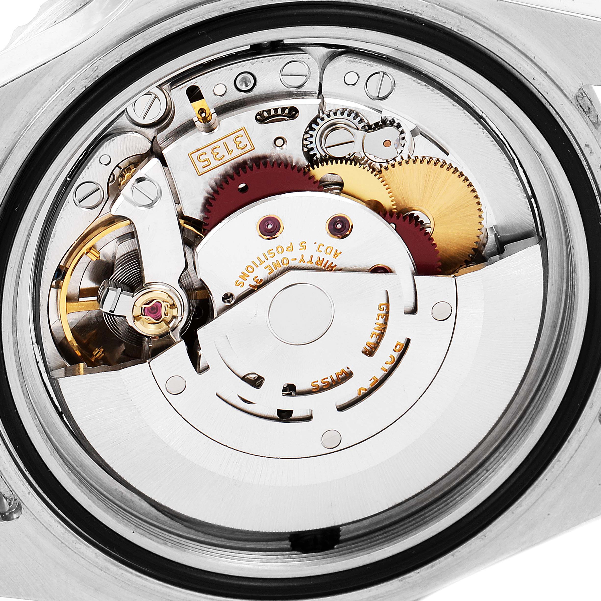 This image shows a close-up of the movement mechanism of a Rolex Sea-Dweller 16600 Men
s Stainless Steel Black Dial 16600 Men
s Stainless Steel Black Dial watch from the back.