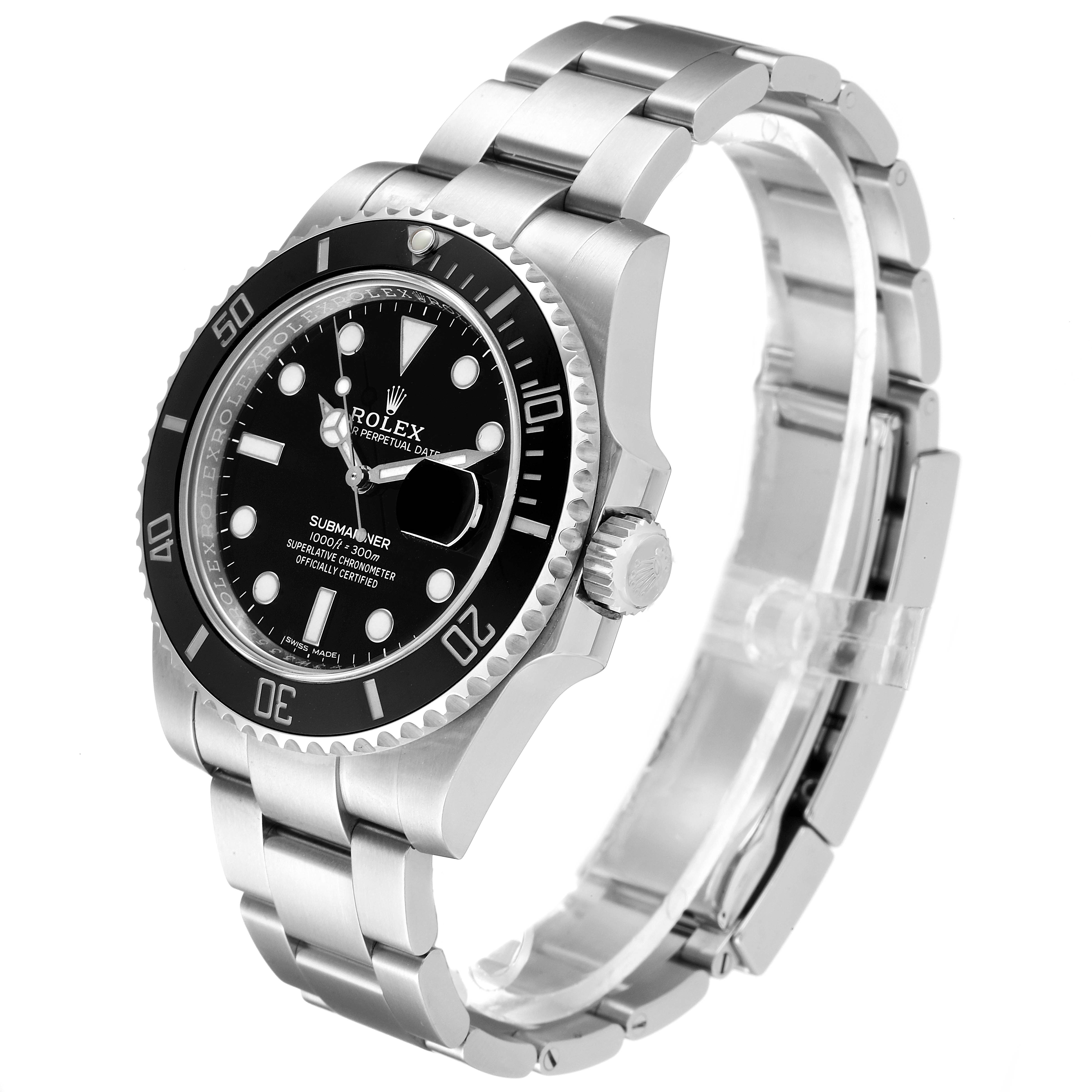 The image shows a Rolex Submariner 116610 Men
s Stainless Steel Black Dial 116610 Men
s Stainless Steel Black Dial watch at a three-quarter angle, highlighting its face, bezel, crown, and bracelet.
