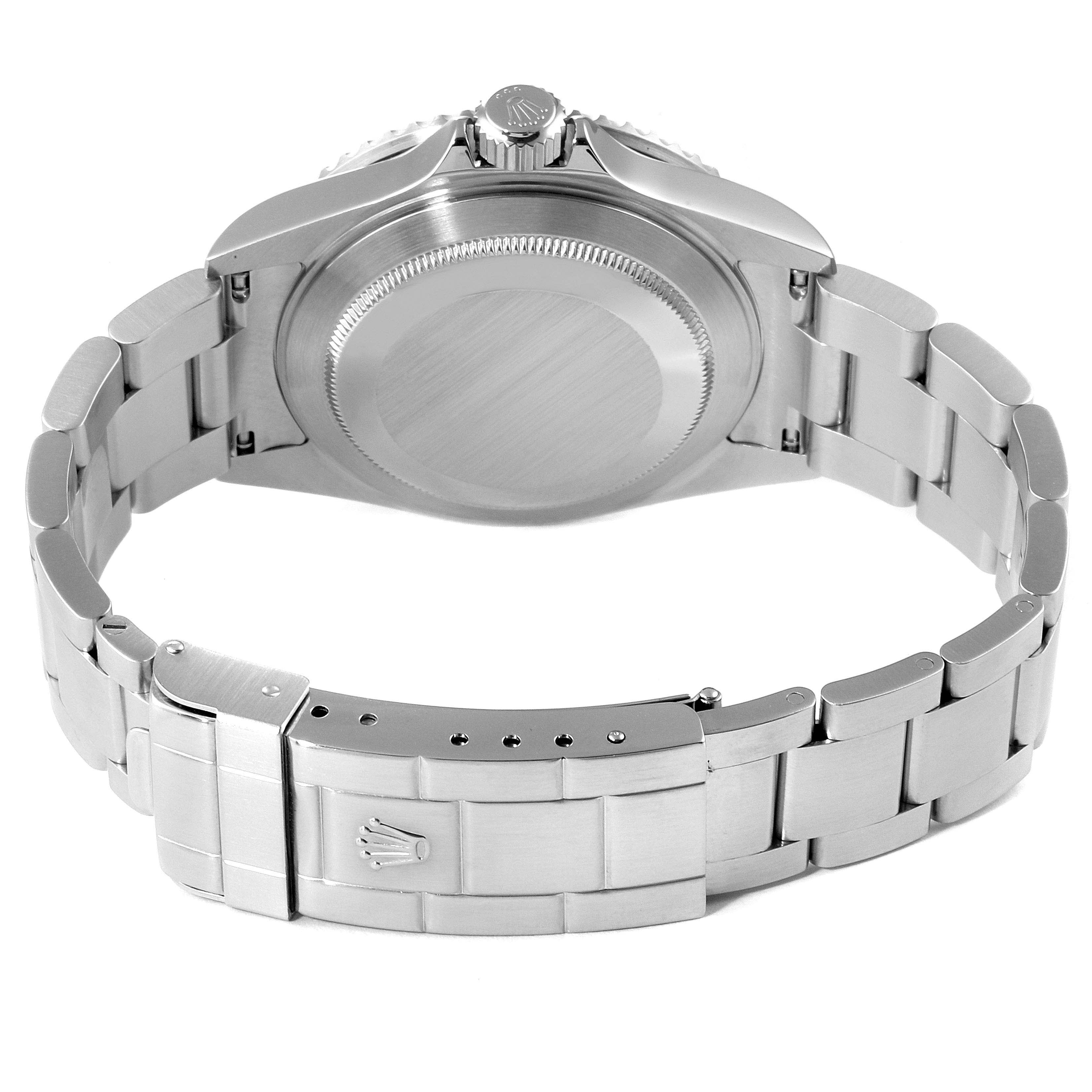 The image shows the back case and bracelet clasp of a Rolex Submariner 16610 Men
s Stainless Steel Black Dial 16610 Men
s Stainless Steel Black Dial watch from a rear angle.