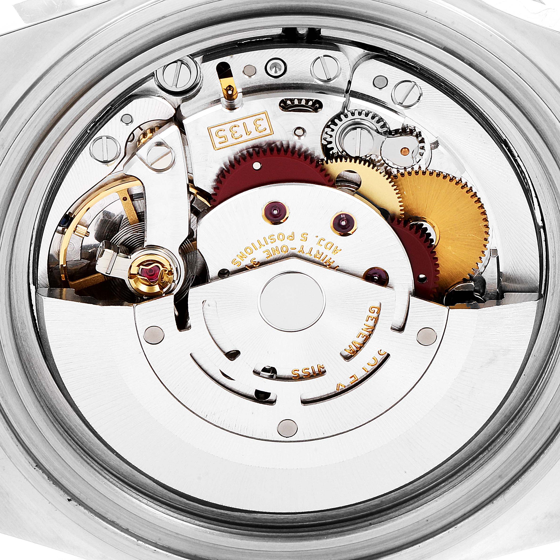 This image shows the internal movement mechanism of a Rolex Submariner 16613 Men's Steel and Gold (two tone) Black Dial 16613 Men's Steel and Gold (two tone) Black Dial watch from a top-down angle.