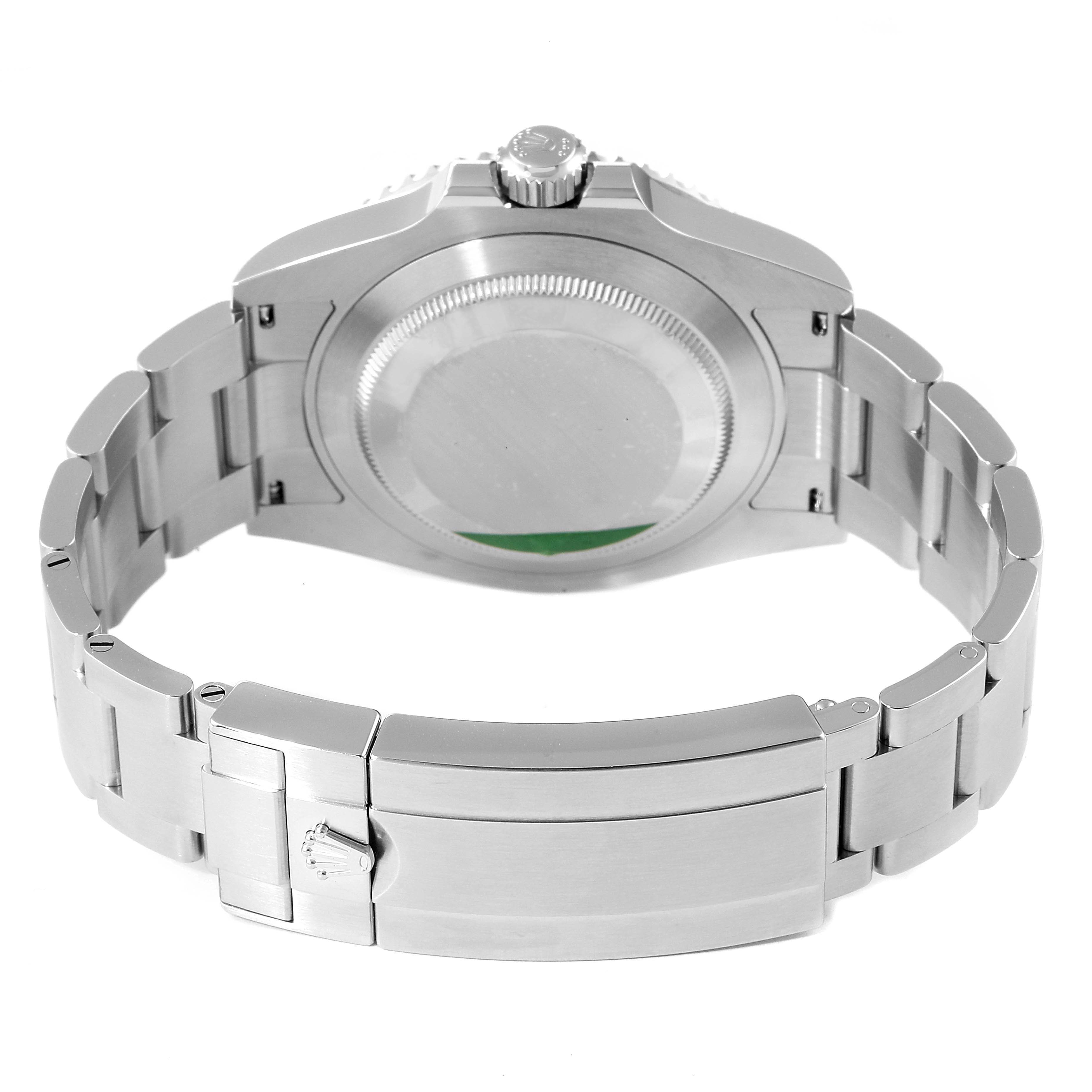 The image shows the back view of the Rolex Submariner 124060 Men
s Stainless Steel Black Dial 124060 Men
s Stainless Steel Black Dial watch, highlighting the case back and the clasp of the bracelet.