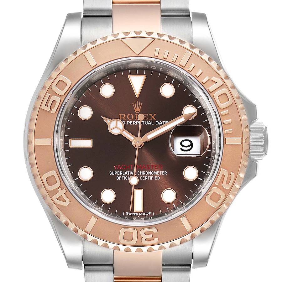 Rolex Yachtmaster 40 Everose Gold Steel Brown Dial Watch 116621 Box Card SwissWatchExpo
