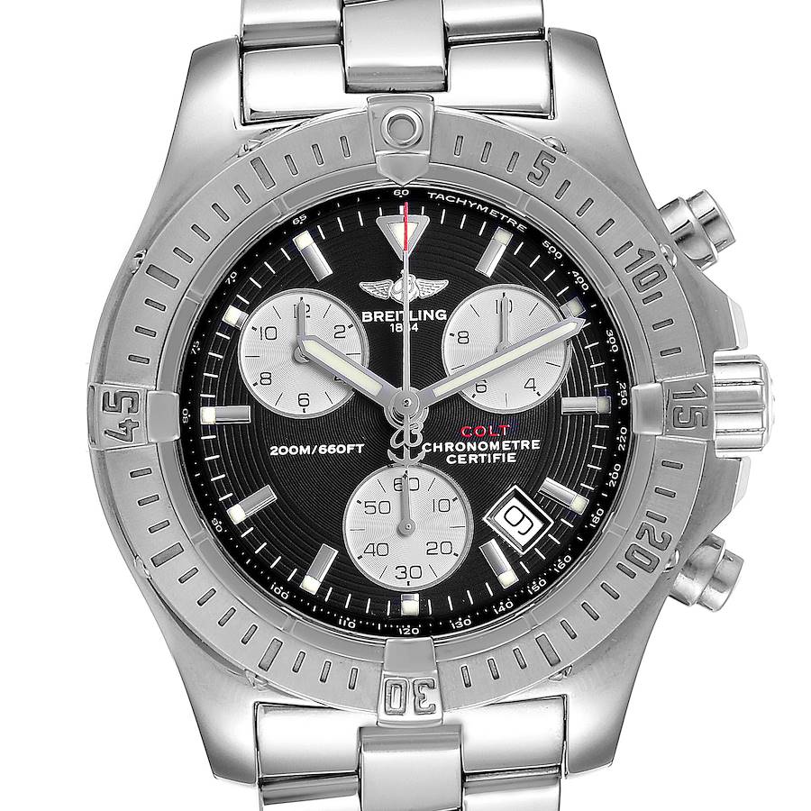 Breitling Colt Chronograph Silver Subdials Steel Mens Watch A73380 SwissWatchExpo