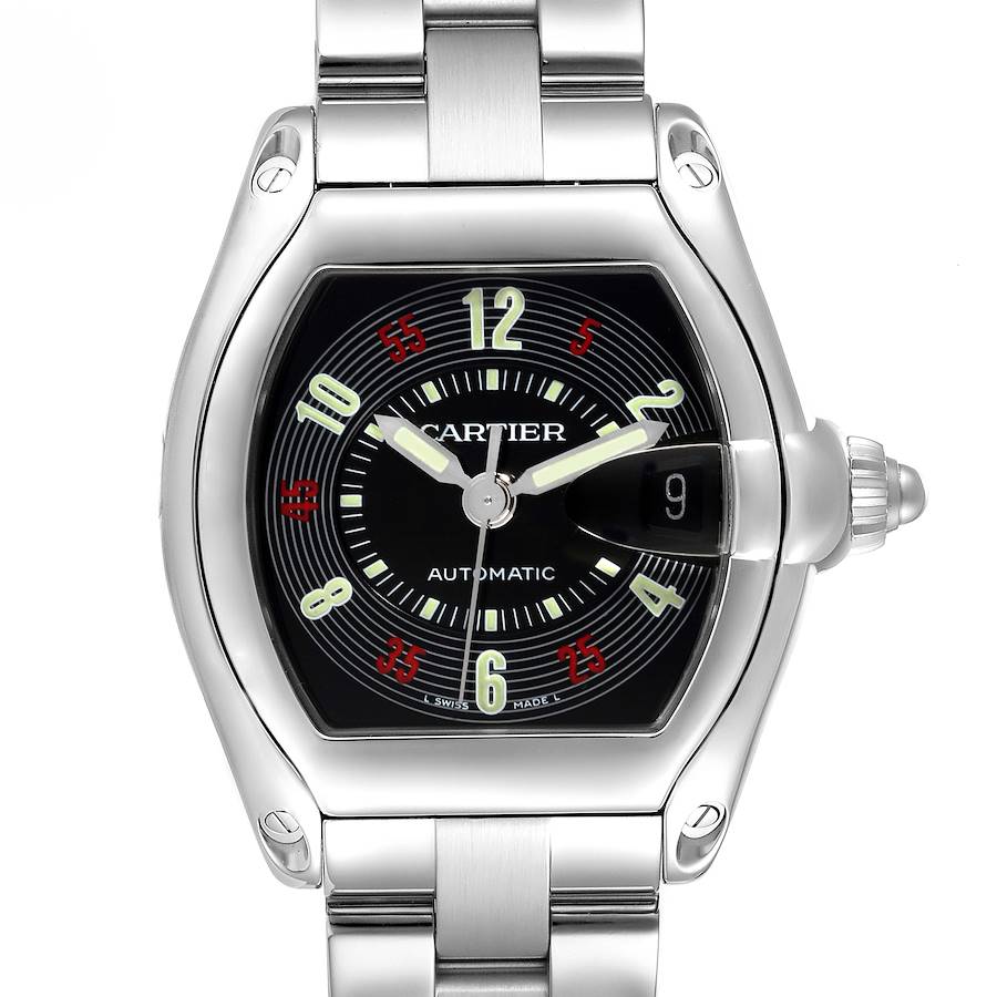 Cartier Roadster Vegas Roulette Red Green Steel Mens Watch W62002V3 SwissWatchExpo