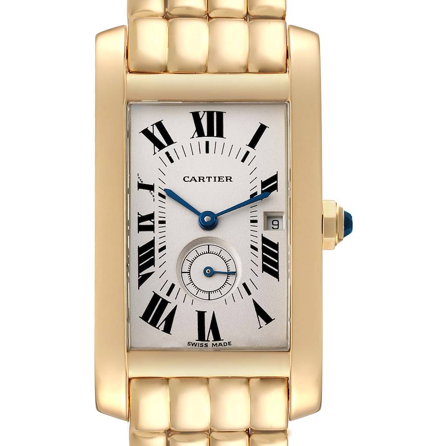 Cartier Tank Americaine Yellow Gold Silver Dial Ladies Watch W26009C9 SwissWatchExpo