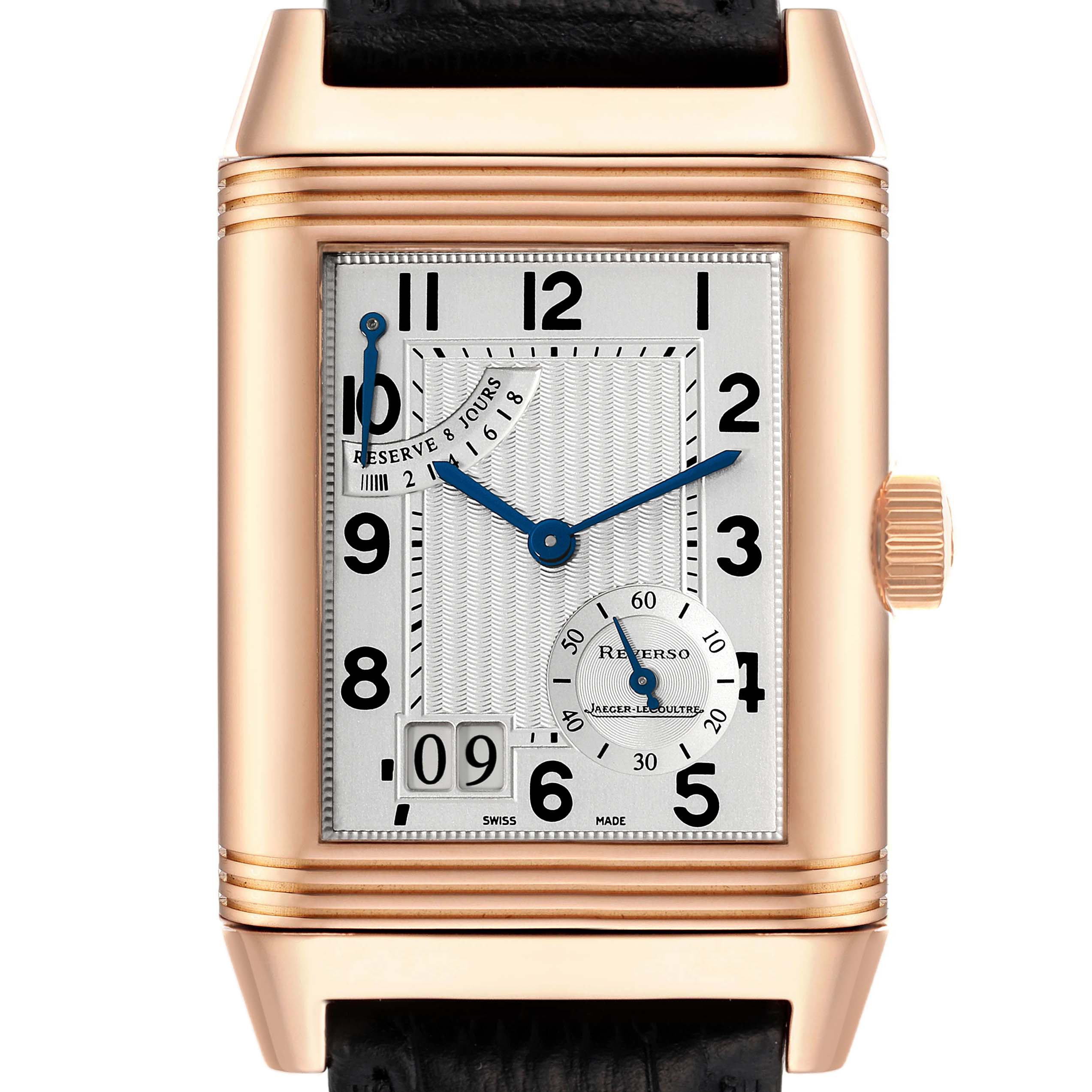 Jaeger LeCoultre Reverso Grande Date Rose Gold Mens Watch 240.2.15