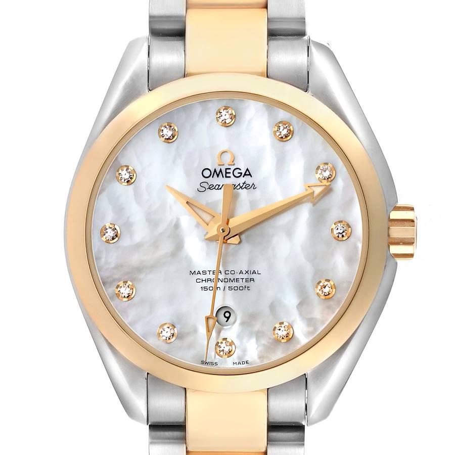 Omega Aqua Terra Rose Gold Mother of Pearl Diamond Ladies Watch 231.20.34.20.55.002 Unworn SwissWatchExpo