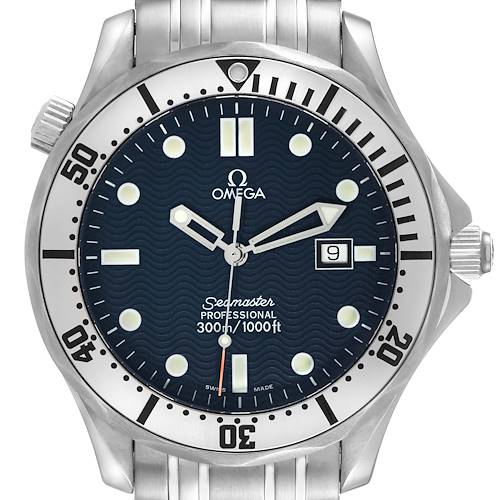 Photo of Omega Seamaster 300m Blue Wave Dial 41mm Mens Watch 2542.80.00 Card