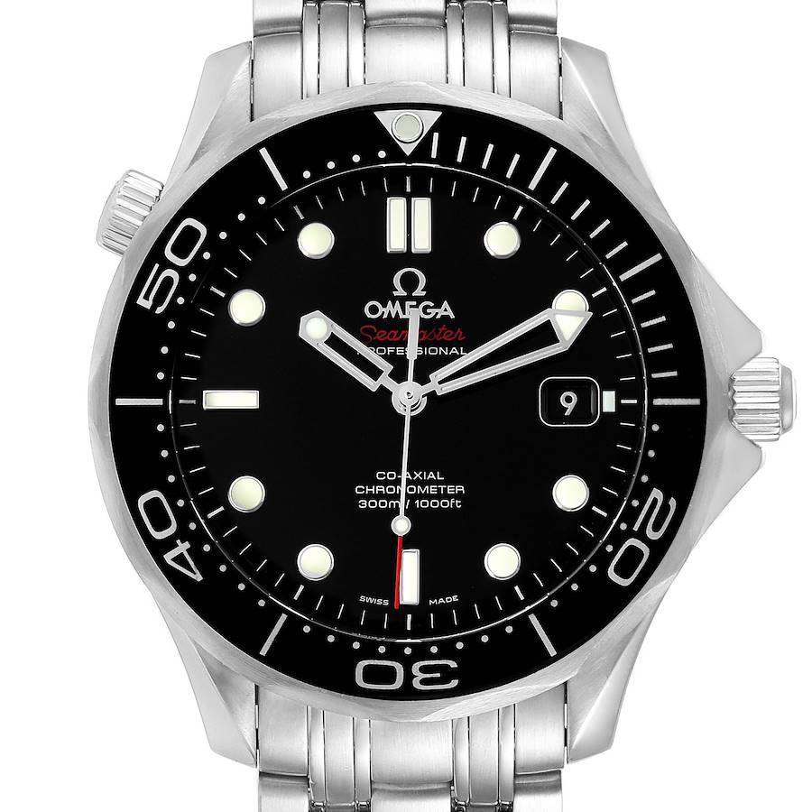 Omega Seamaster Co-Axial Black Dial Watch 212.30.41.20.01.003 Box Card SwissWatchExpo