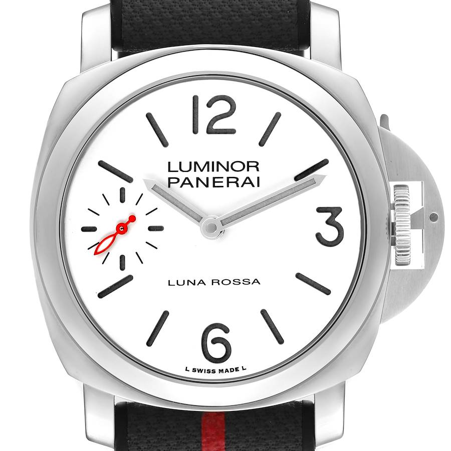 Panerai Luminor Luna Rossa 44mm White Dial Steel Mens Watch PAM01342 Box Card SwissWatchExpo