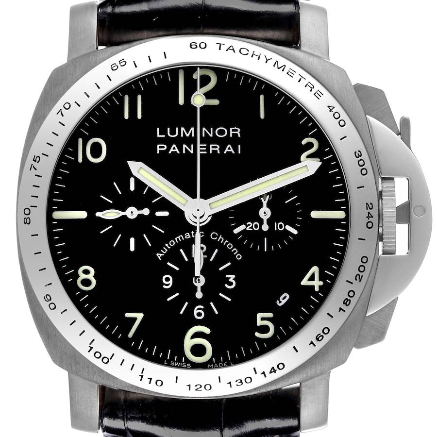 Panerai Luminor Zenith Movement Chrono Titanium Mens Watch PAM00074 Box Card SwissWatchExpo