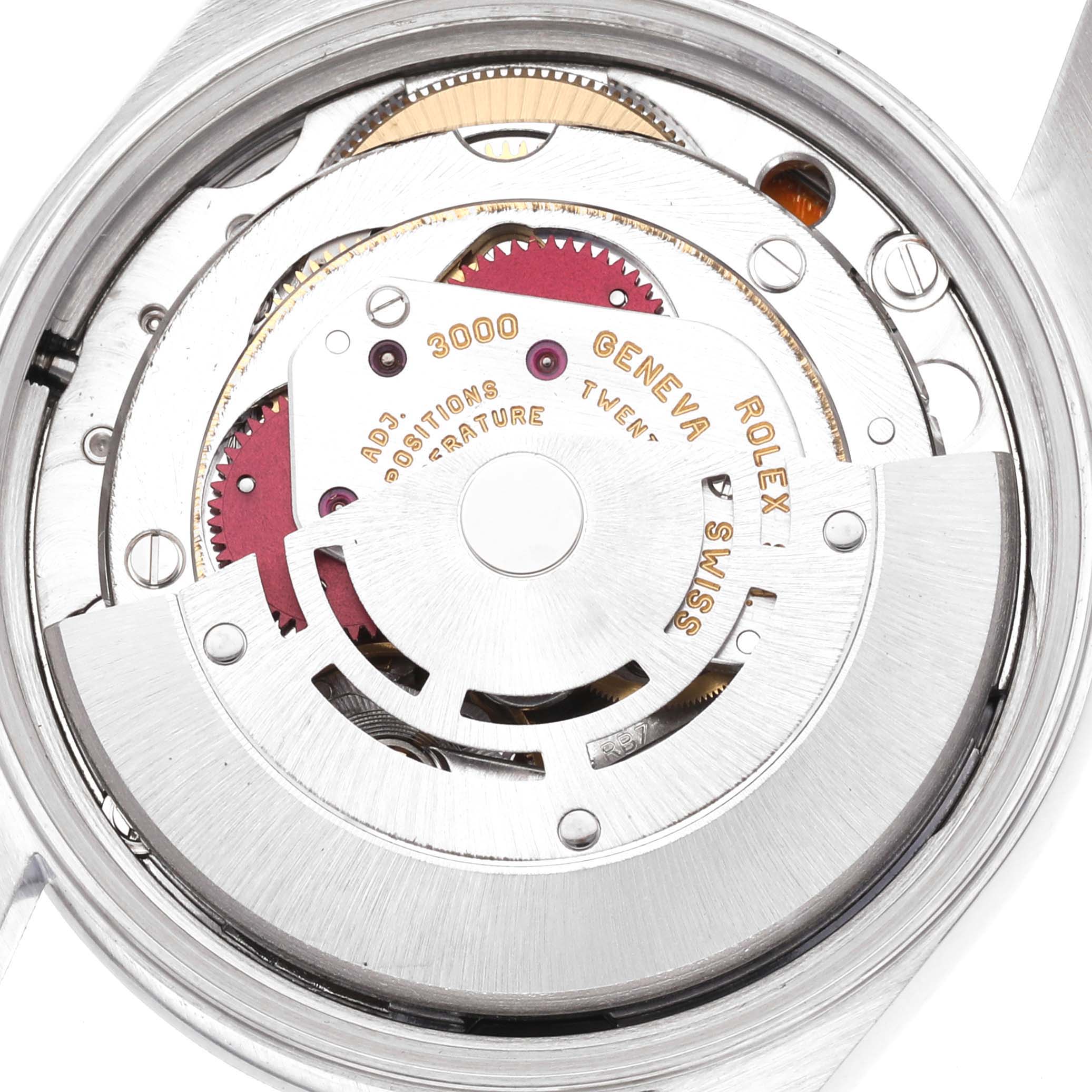 The image shows the rotor and movement mechanism of the Rolex Air-King 14000 Men's Stainless Steel Blue Dial 14000 Men's Stainless Steel Blue Dial watch from a top-down perspective.