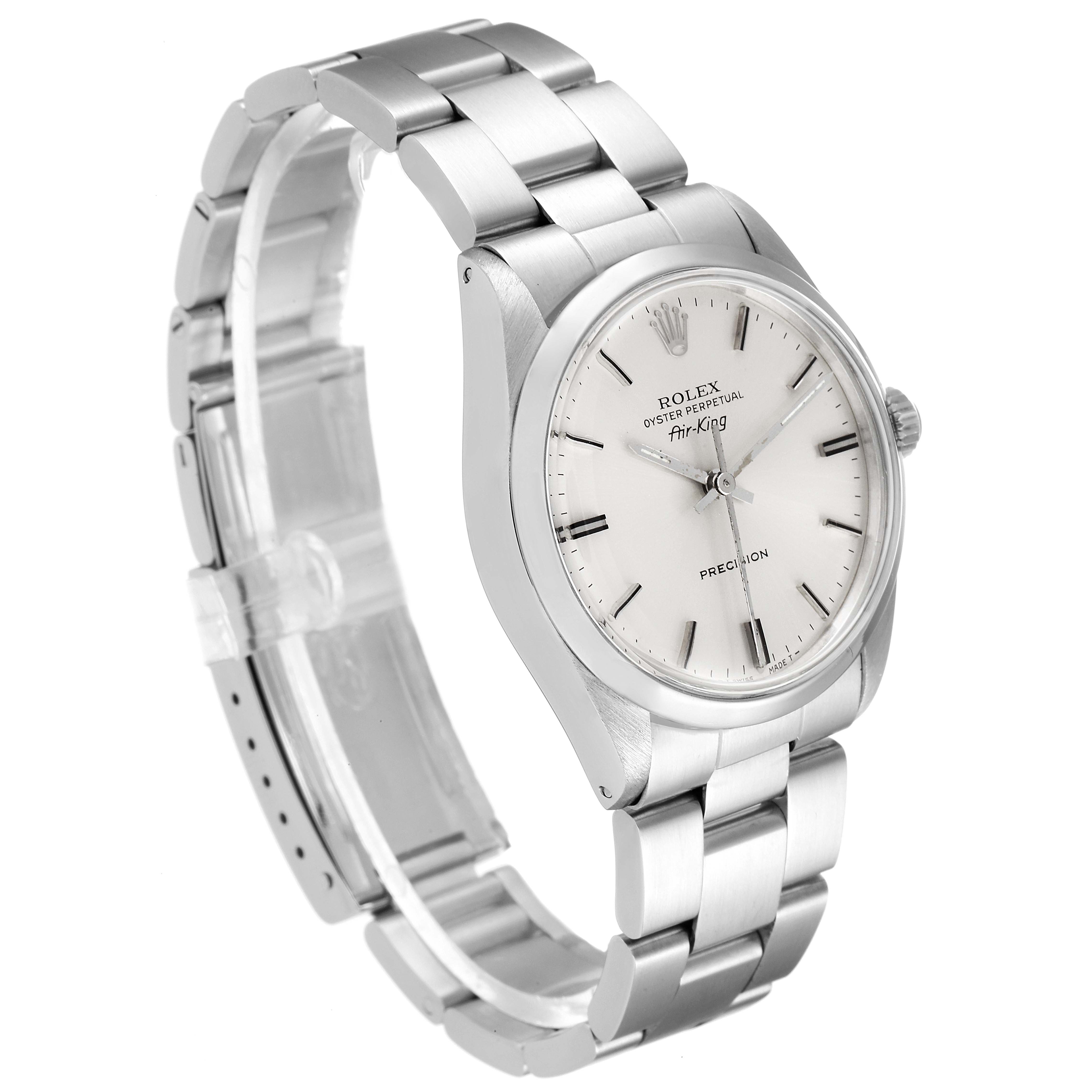 The Rolex Vintage Collection 5500 Men's Stainless Steel Silver Dial 5500 Men's Stainless Steel Silver Dial model is shown at a slight angle, highlighting its face, bezel, and metal bracelet.