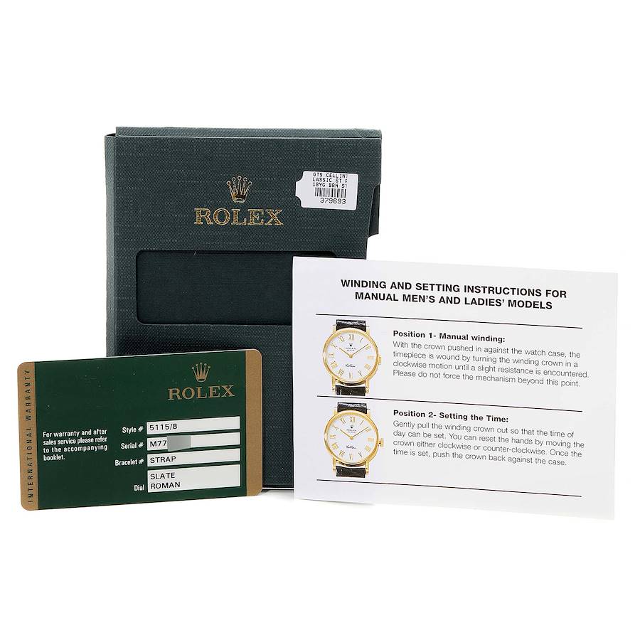 Rolex Cellini Classic 18K Yellow Gold Slate Roman Dial Watch 5115