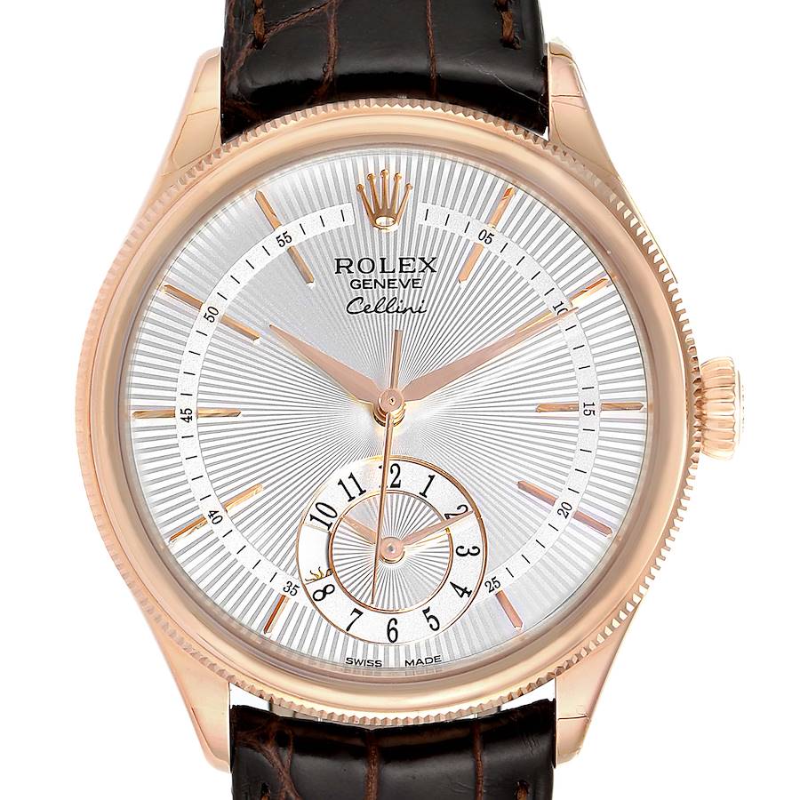 Rolex Cellini Dual Time Everose Rose Gold Automatic Mens Watch 50525 Unworn SwissWatchExpo