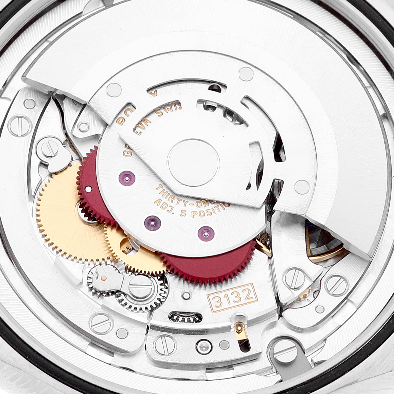 This image shows the intricate internal mechanical parts of a Rolex Cellini 50509 Men's White Gold White Dial 50509 Men's White Gold White Dial watch from a close-up angle.