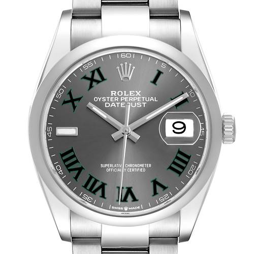 Photo of Rolex Datejust 36 Grey Green Wimbledon Dial Steel Mens Watch 126200 Box Card