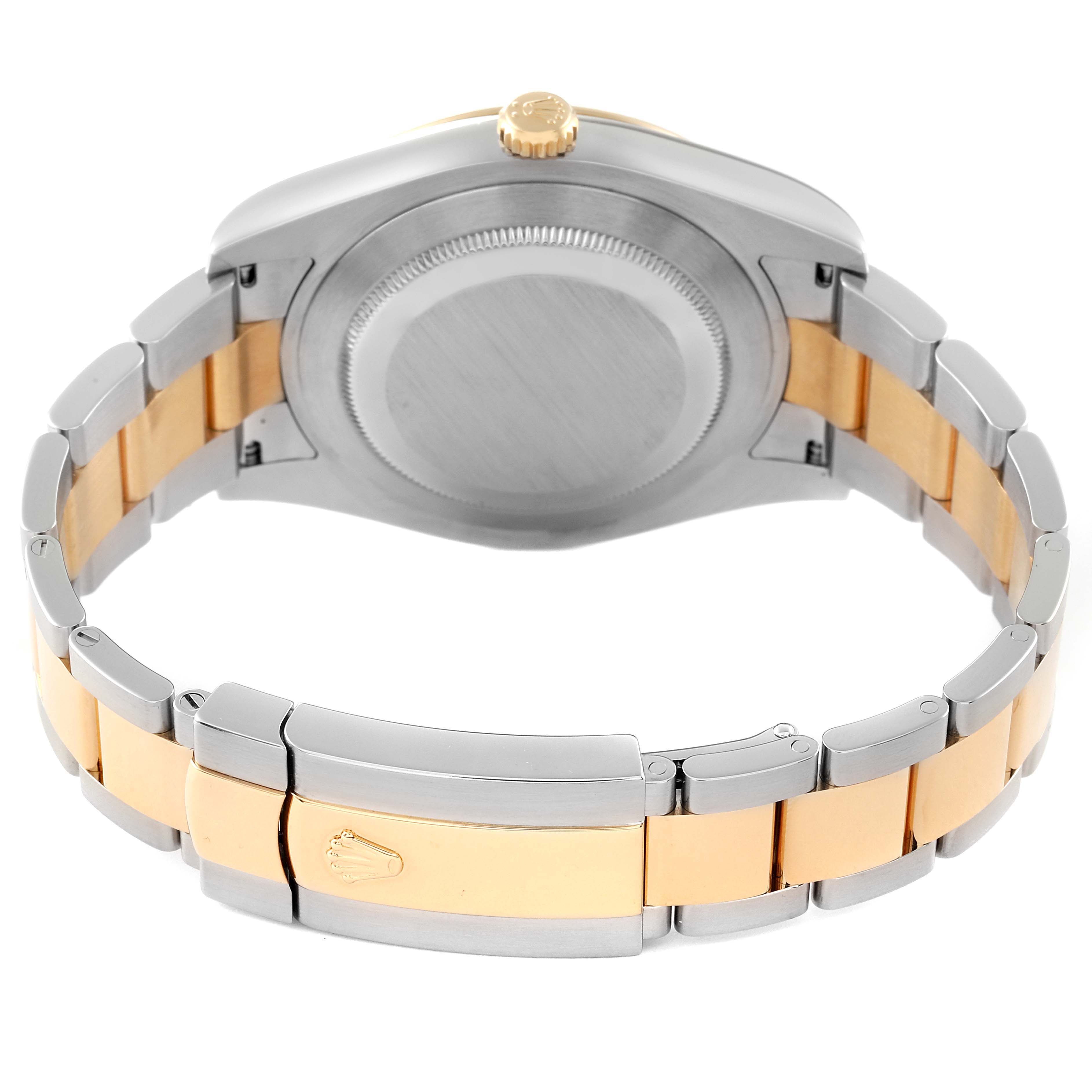 This image shows the back case and bracelet of a Rolex Datejust 116333 Men
s Steel and Gold (two tone) Black Dial 116333 Men
s Steel and Gold (two tone) Black Dial watch.