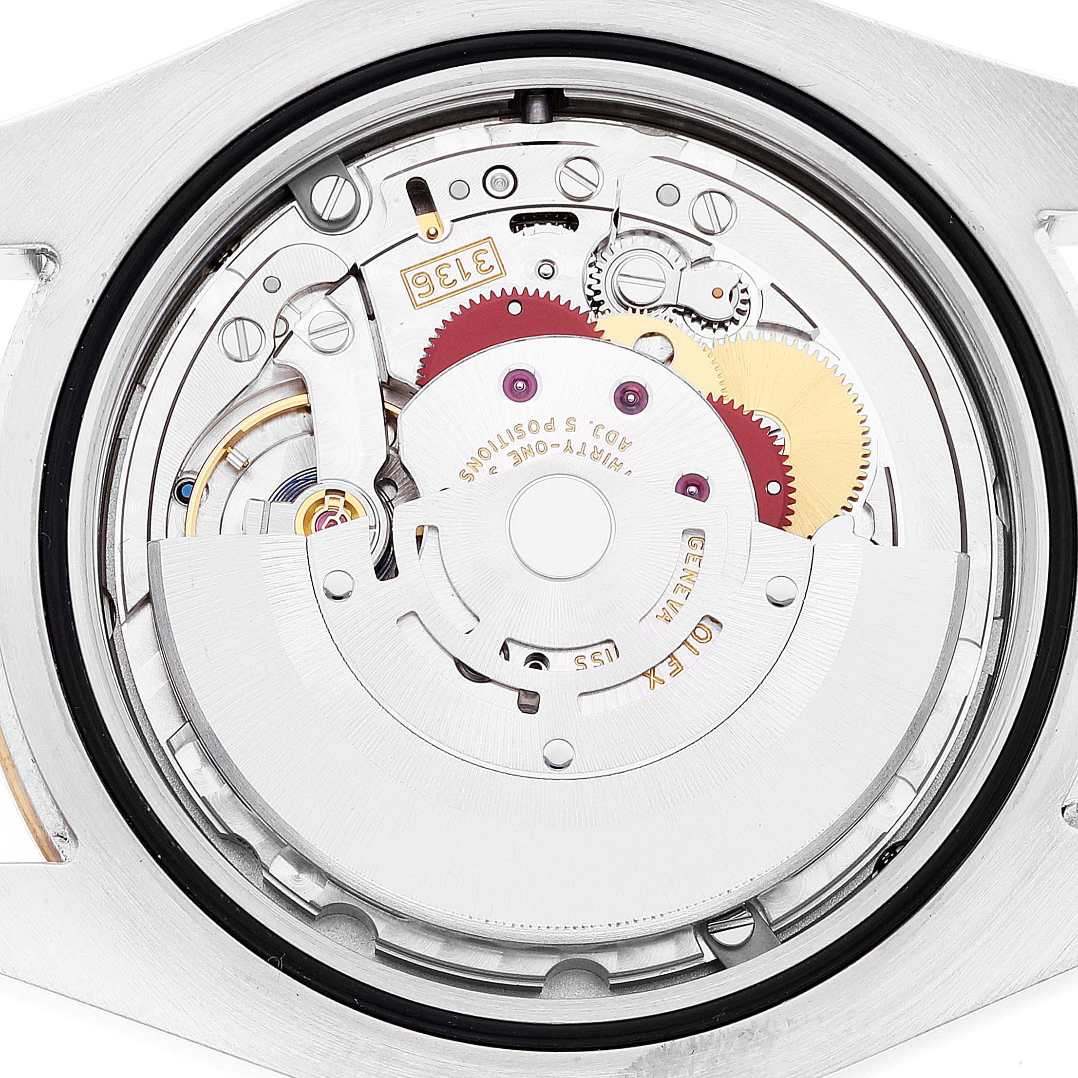 This image shows the internal movement mechanism of a Rolex Datejust 116333 Men
s Steel and Gold (two tone) Black Dial 116333 Men
s Steel and Gold (two tone) Black Dial watch viewed from the back.