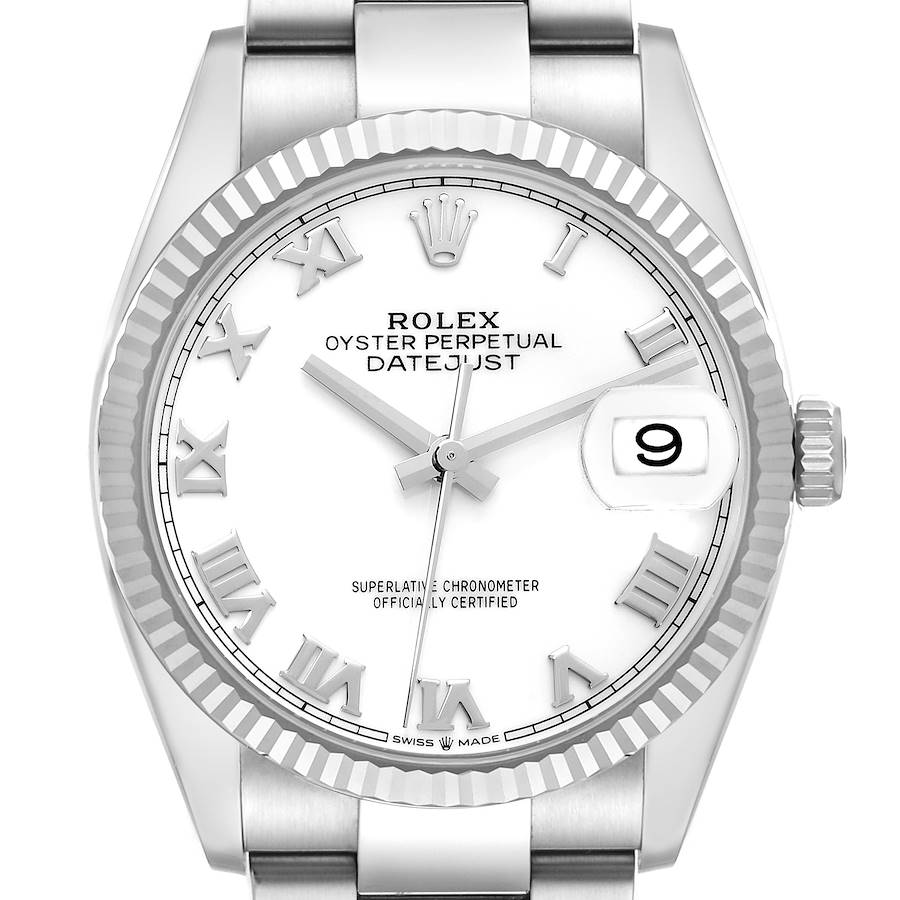 Rolex Datejust Steel White Gold White Dial Mens Watch 126234 Box Card SwissWatchExpo