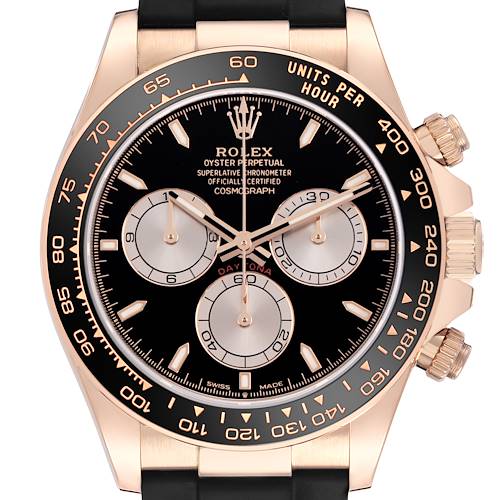 Photo of Rolex Daytona Black Dial Rose Gold Mens Watch 126515 Box Card