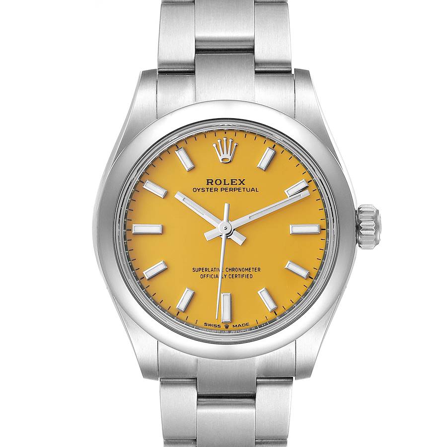 Rolex Midsize 31mm Yellow Dial Automatic Steel Ladies Watch 277200 Unworn SwissWatchExpo