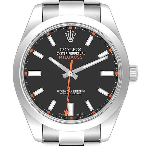 Photo of Rolex Milgauss 40mm Black Dial Steel Mens Watch 116400 Box Card