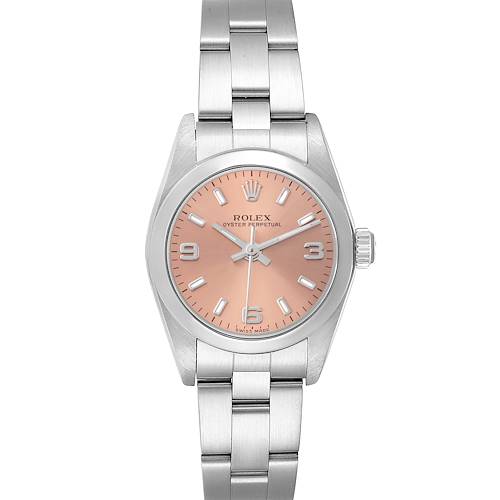 Photo of Rolex Oyster Perpetual Arabic Salmon Dial Steel Ladies Watch 76080