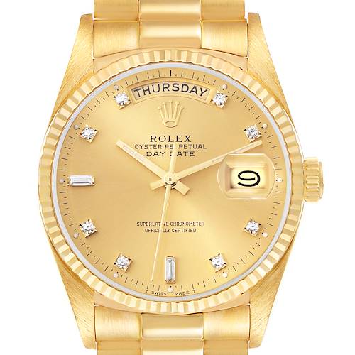 Photo of Rolex President Day-Date Yellow Gold Diamond Mens Watch 18038
