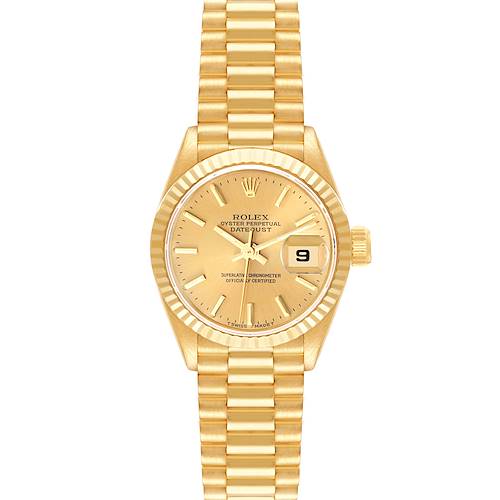 Photo of Rolex President Yellow Gold Champagne Dial Ladies Watch 69178 Box Papers