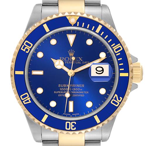 Photo of Rolex Submariner Blue Dial Steel Yellow Gold Mens Watch 16613 Box Papers