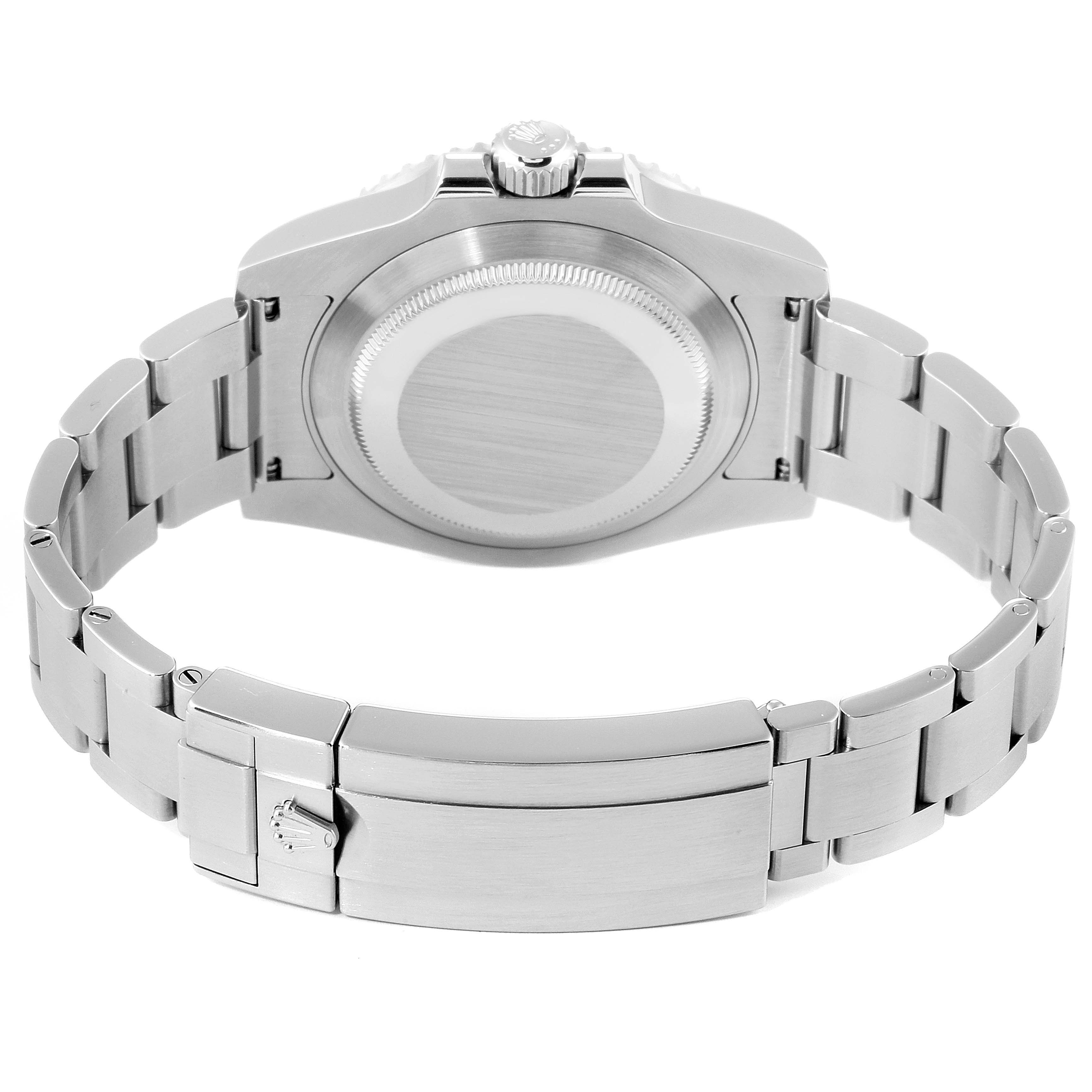 The image shows the back case and bracelet of a Rolex Submariner 116610 Men
s Stainless Steel Black Dial 116610 Men
s Stainless Steel Black Dial watch at a straight-on angle.