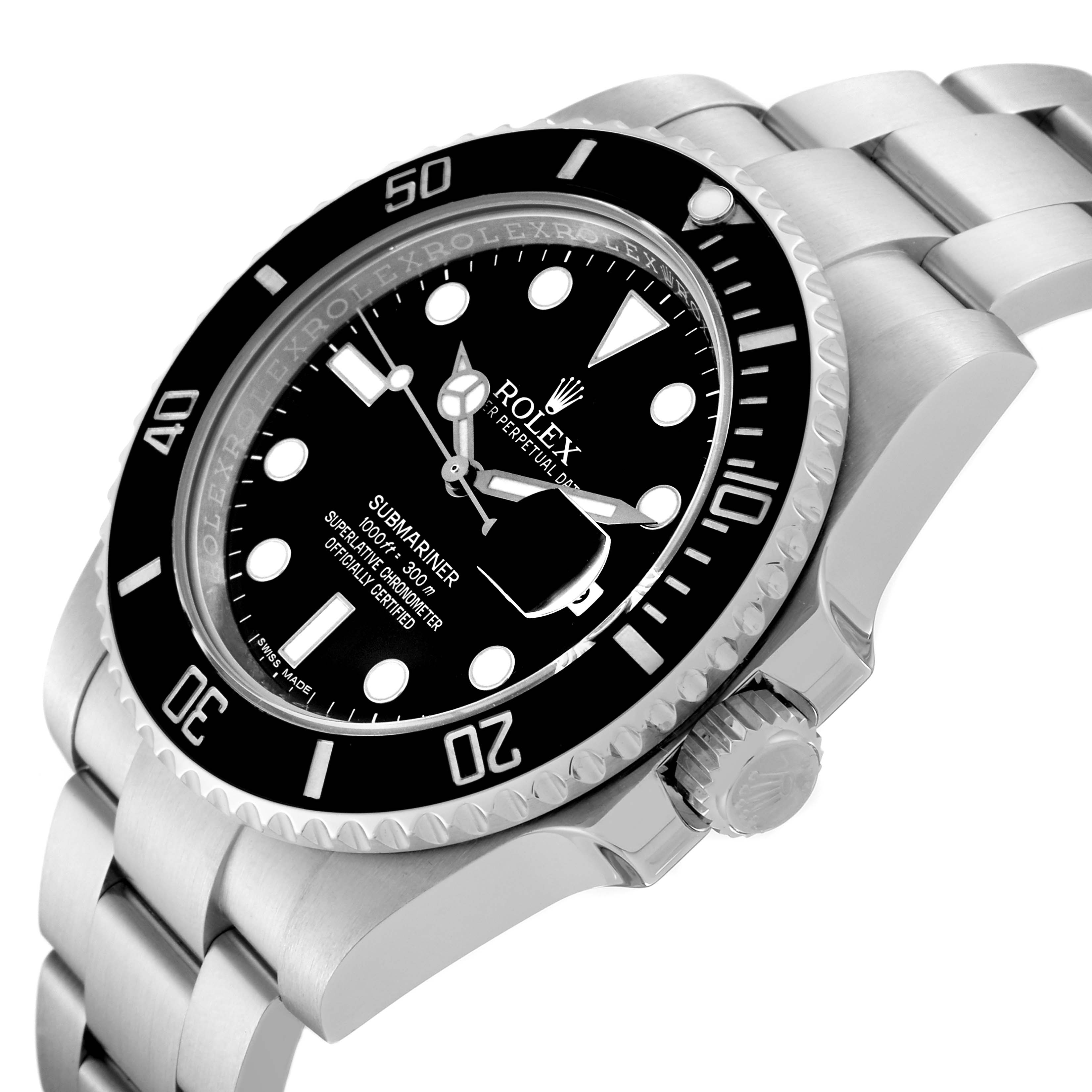 The Rolex Submariner 116610 Men
s Stainless Steel Black Dial 116610 Men
s Stainless Steel Black Dial watch is shown from a three-quarter angle, highlighting the bezel, dial, and bracelet.