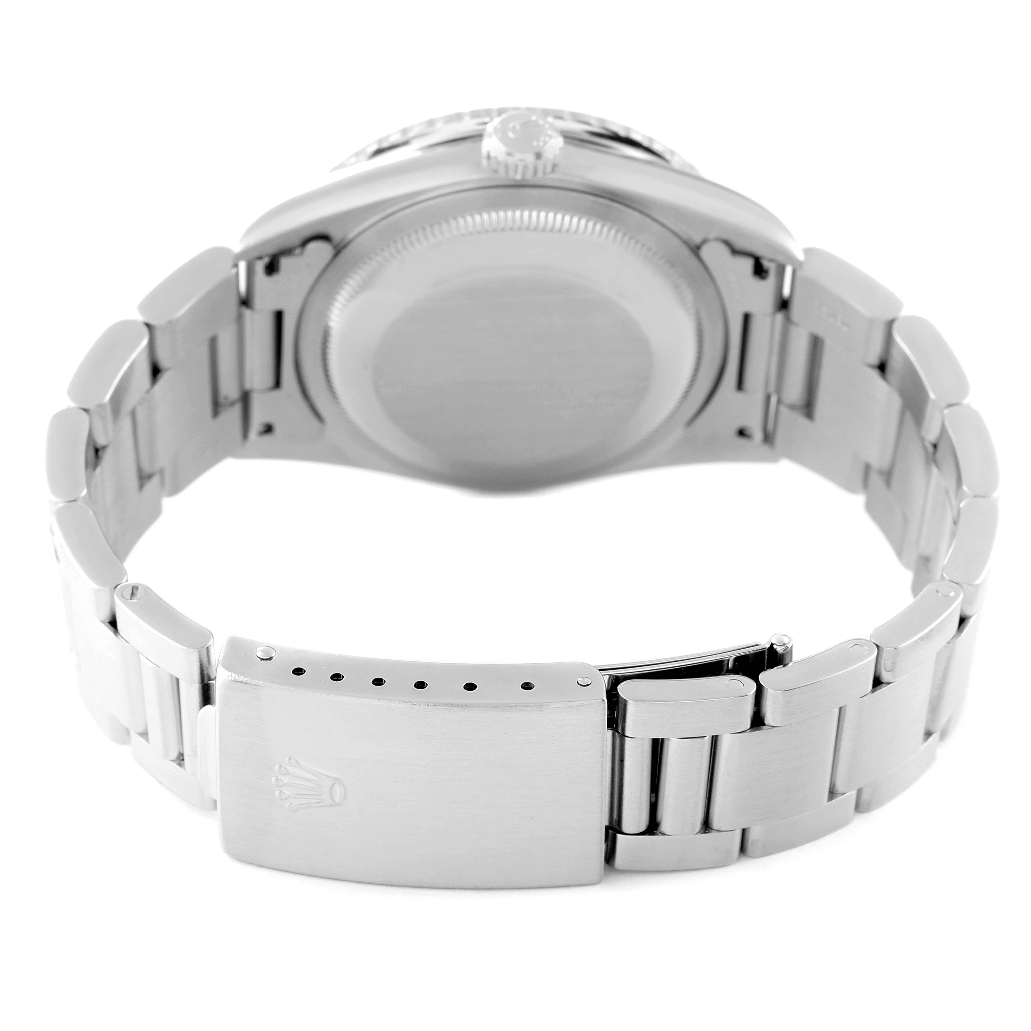 The image shows the back case and bracelet clasp of the Rolex Turn-o-Graph 16264 Men
s Stainless Steel Silver Dial 16264 Men
s Stainless Steel Silver Dial watch from a rear angle.