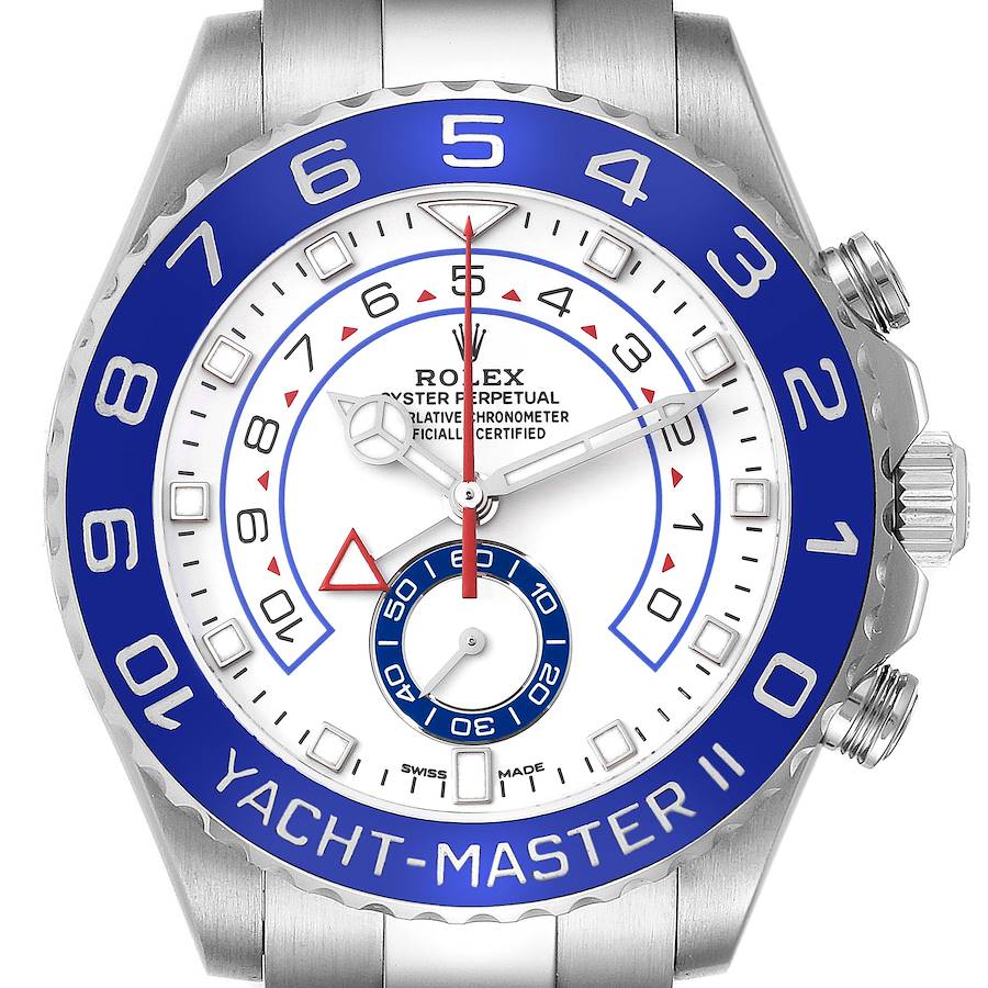 Rolex Yachtmaster II 44 Blue Cerachrom Bezel Steel Mens Watch 116680 SwissWatchExpo