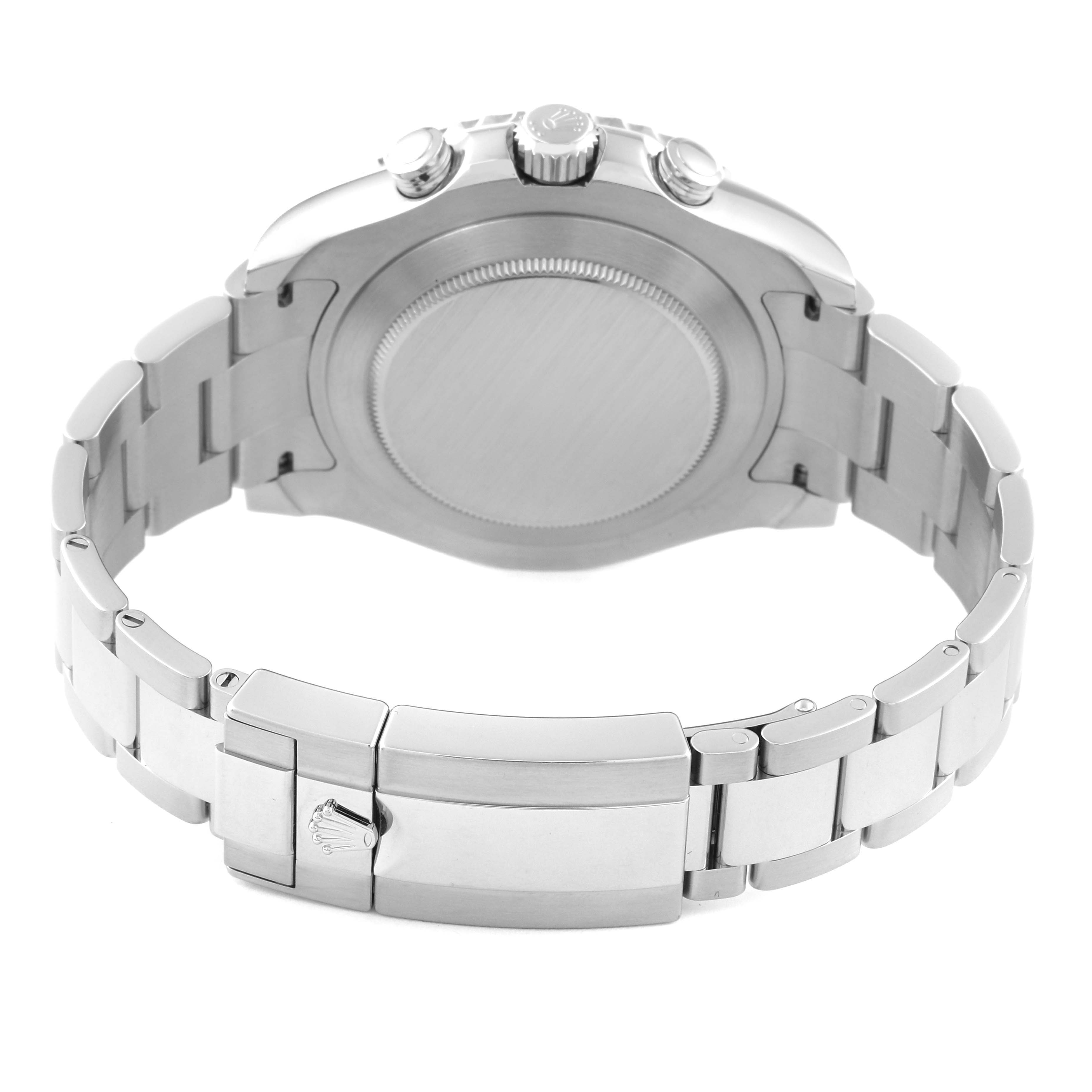 The image shows the back and clasp of a Rolex Yacht-Master 116680 Men's Stainless Steel White Dial 116680 Men's Stainless Steel White Dial, focusing on the bracelet and case back.