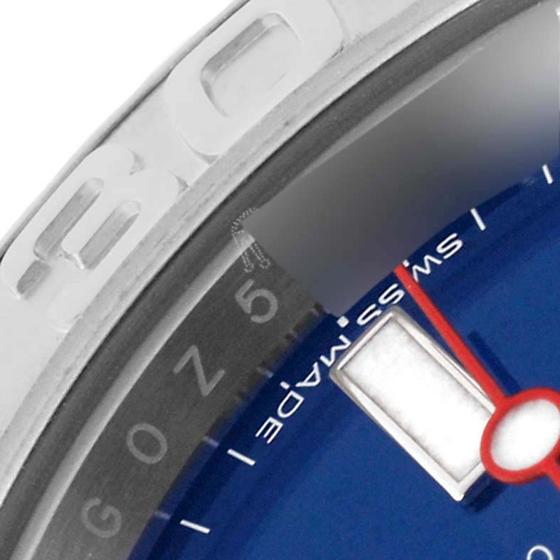 The image shows a close-up of the bezel and part of the dial of the Rolex Yacht-Master 116622 Men's Stainless Steel Blue Dial 116622 Men's Stainless Steel Blue Dial watch.
