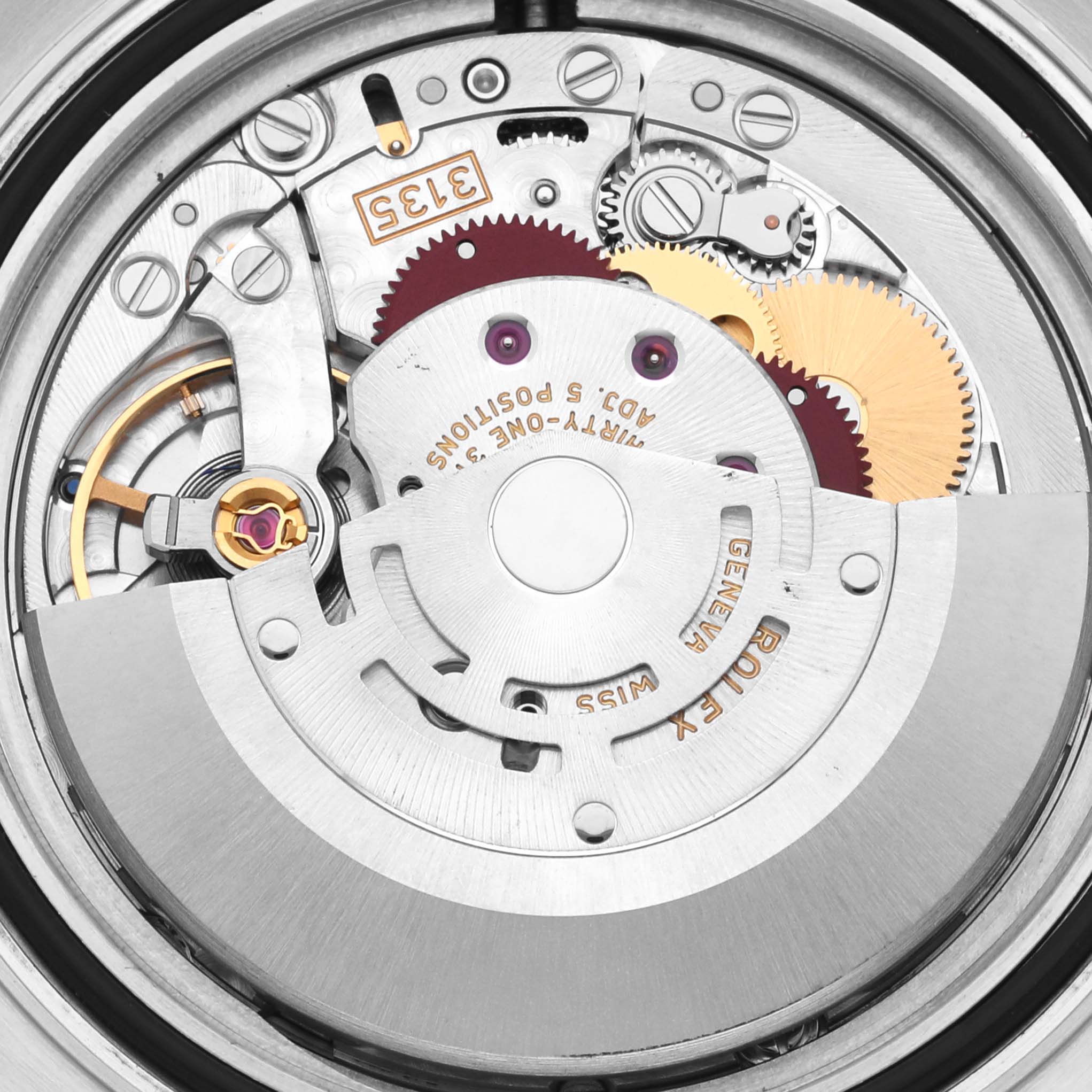 The image shows the detailed Rolex Yacht-Master 116622 Men's Stainless Steel Blue Dial 116622 Men's Stainless Steel Blue Dial movement from a top-down angle.