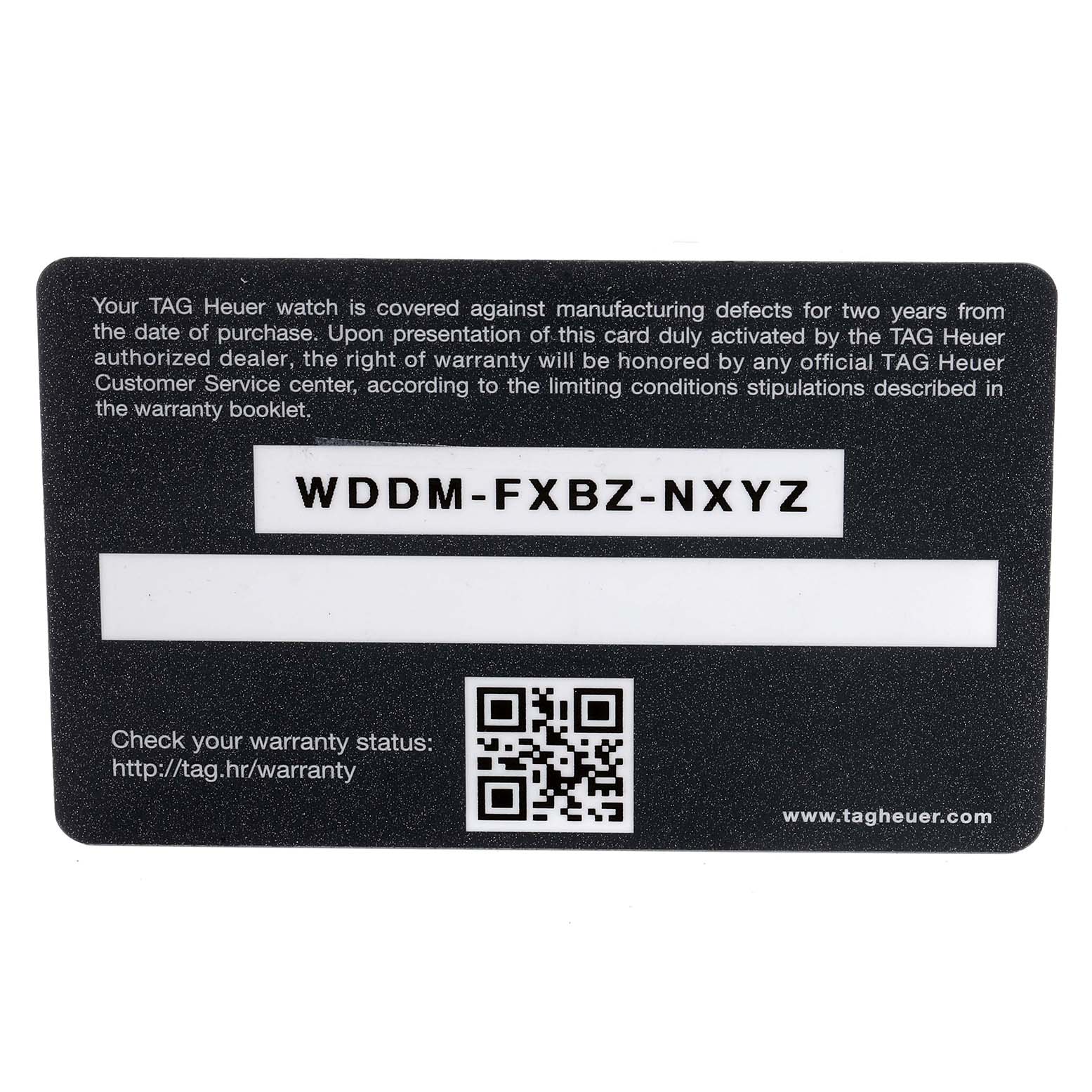 This image shows the warranty card for the Carrera model by TAG Heuer.